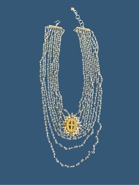 Virgins Saints & Angels Gold and Silver Multi-Strand Medallion Necklace